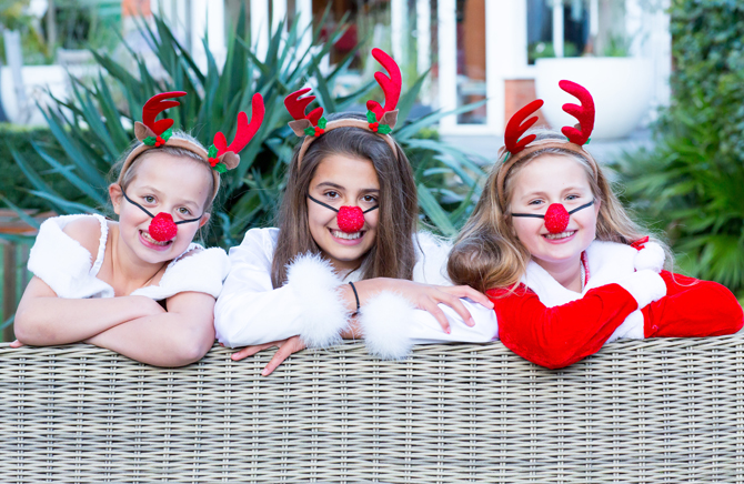 Children celebrate Christmas in luxury party house